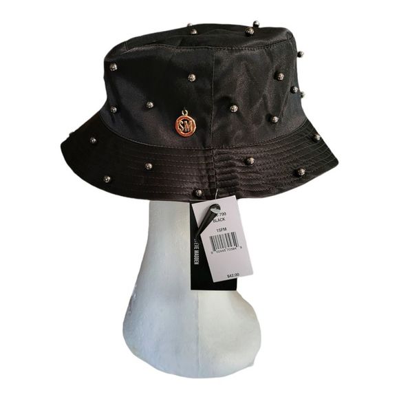 NWT Steve Maddon Black Satin Bucket Cap with Accents OS - Picture 1 of 5